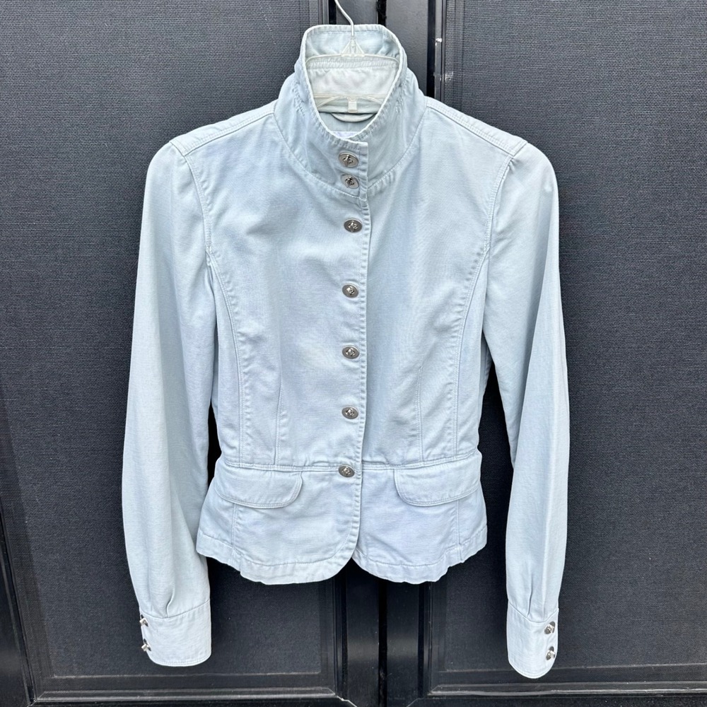 Armani Exchange AX Cotton Canvas Utility Blazer Size S Jacket Cinched Light Blue
